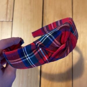 Cotton Red Tartan Preppy Plaid Knotted Hairband NWOT